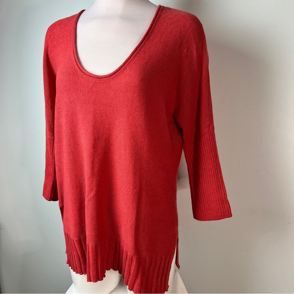 Moth Red Scoop Neck Sweater | Size Medium | Cotton Silk Blend | Anthropologie - Picture 5 of 11